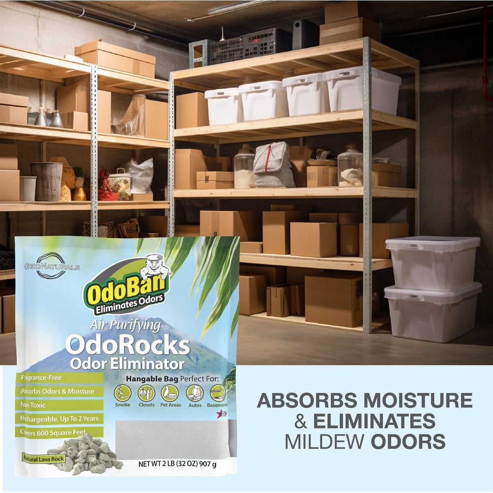 OdoBan OdoRocks used in a car for portable odor control.
