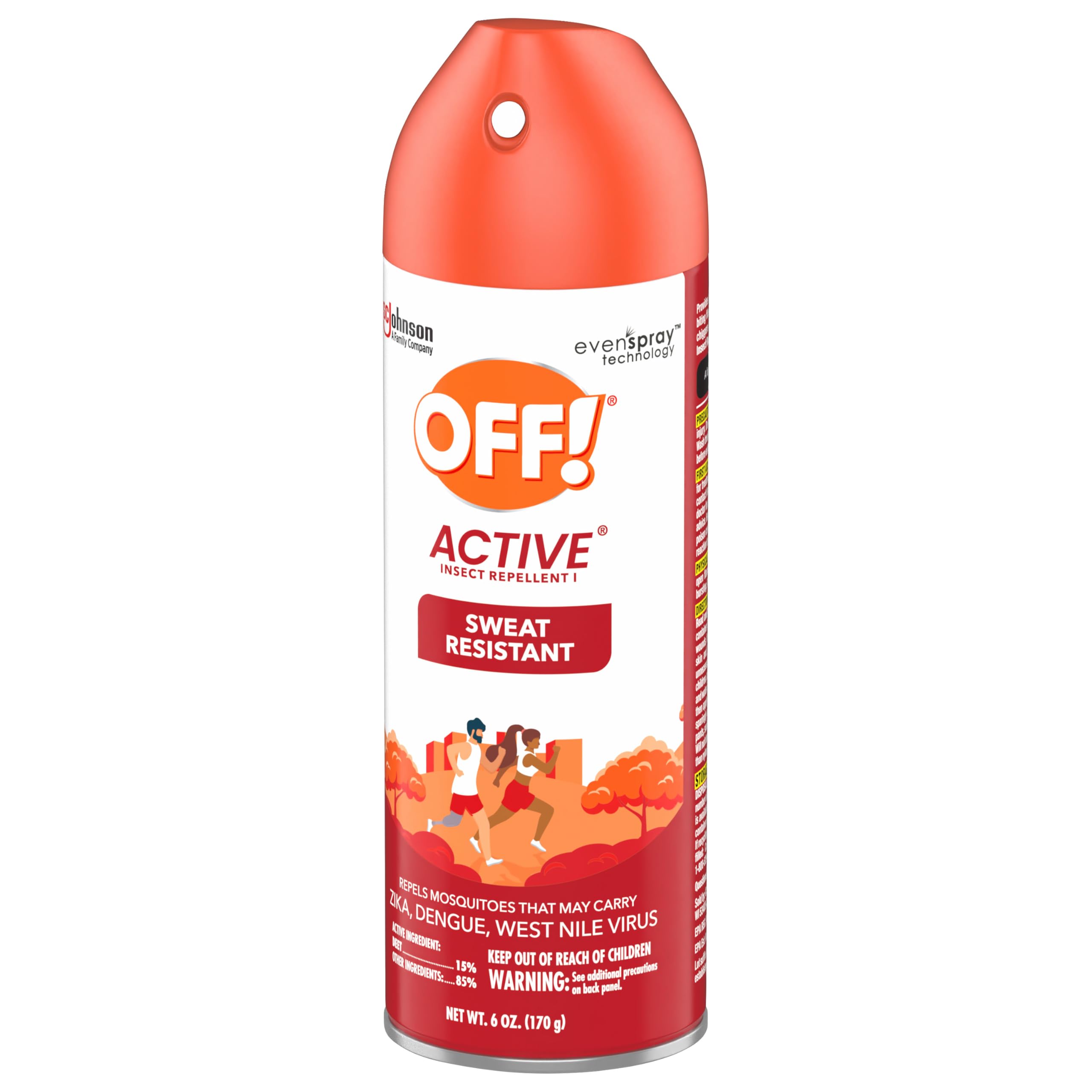 Close-up of OFF! spray nozzle releasing an even mist