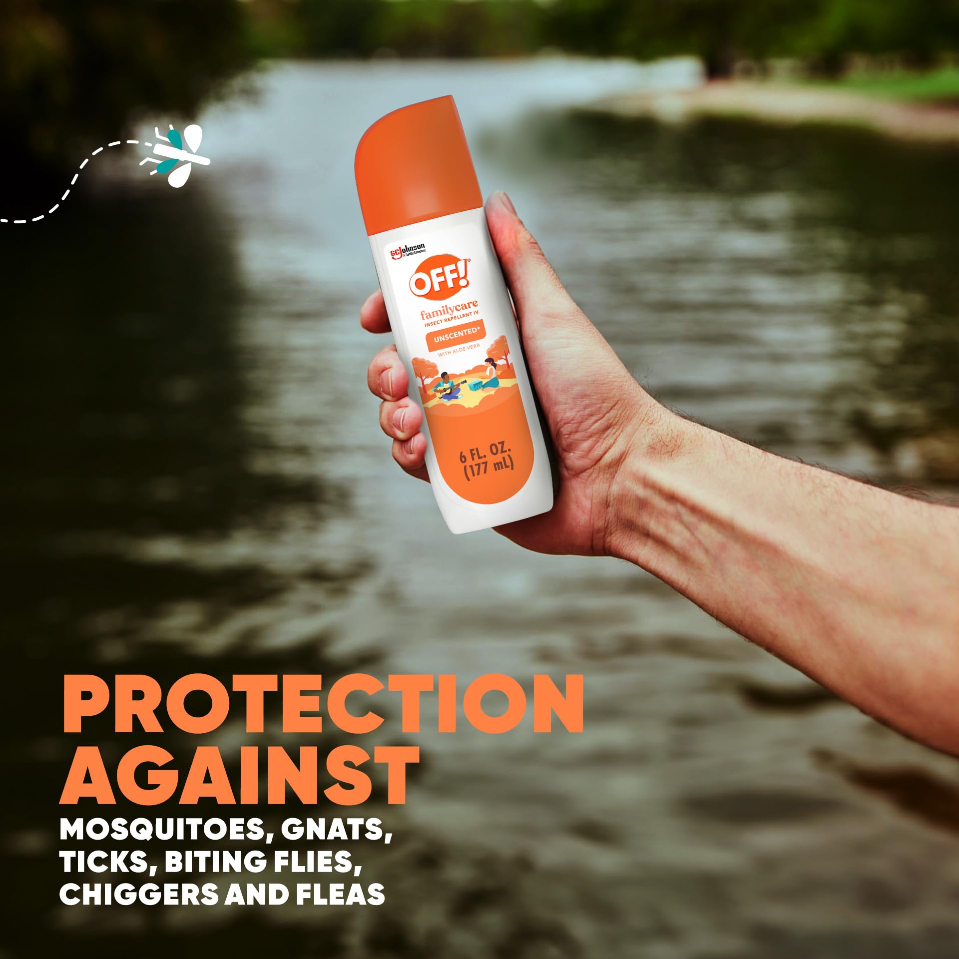 OFF! FamilyCare 7% DEET label close-up highlighting active ingredient for outdoor defense