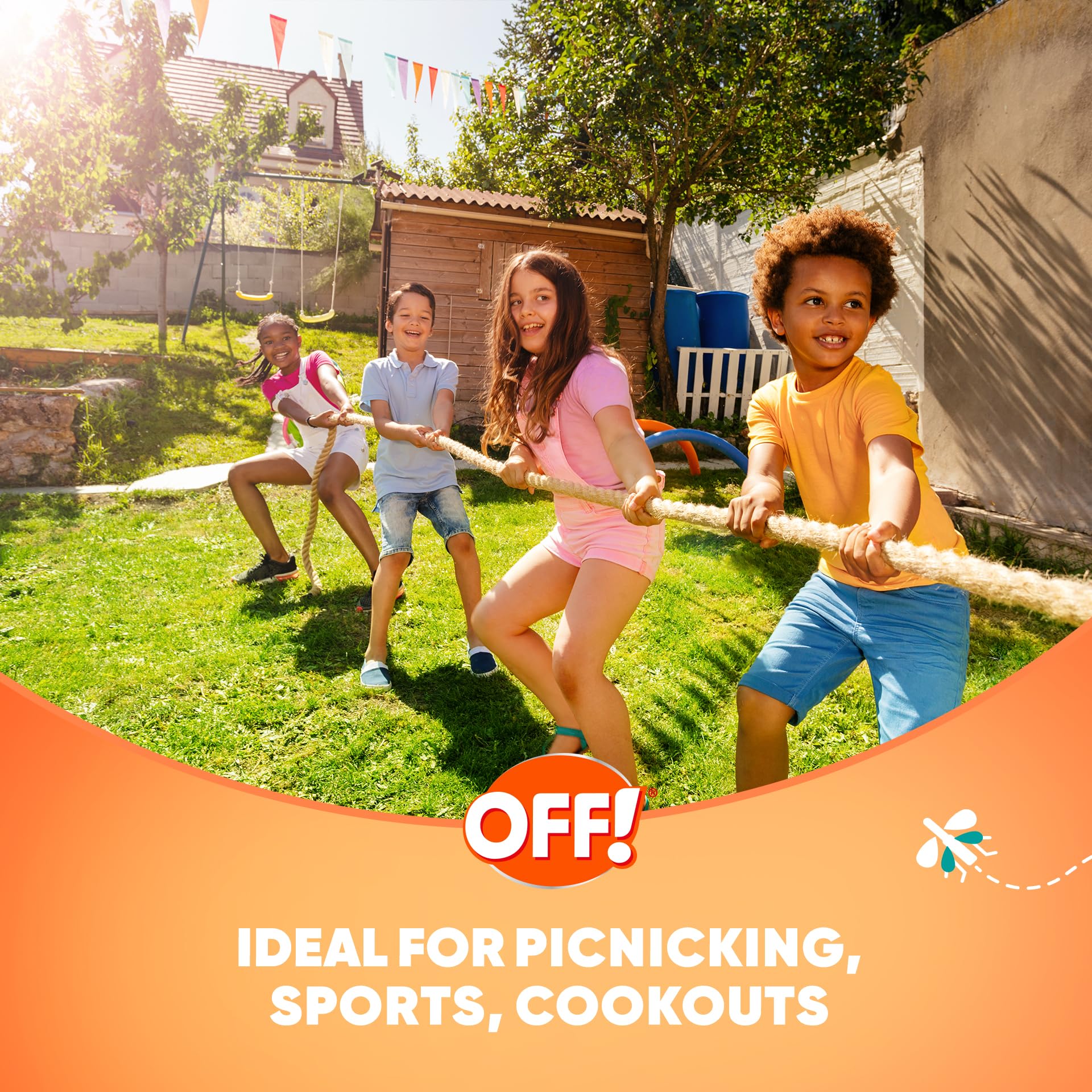 Outdoor hiking scene with OFF! FamilyCare repellent ready for use