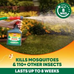 OFF! Hose-end sprayer with fan spray for flexible application.