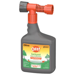 OFF! Hose-end sprayer settings set to fan for wide coverage.
