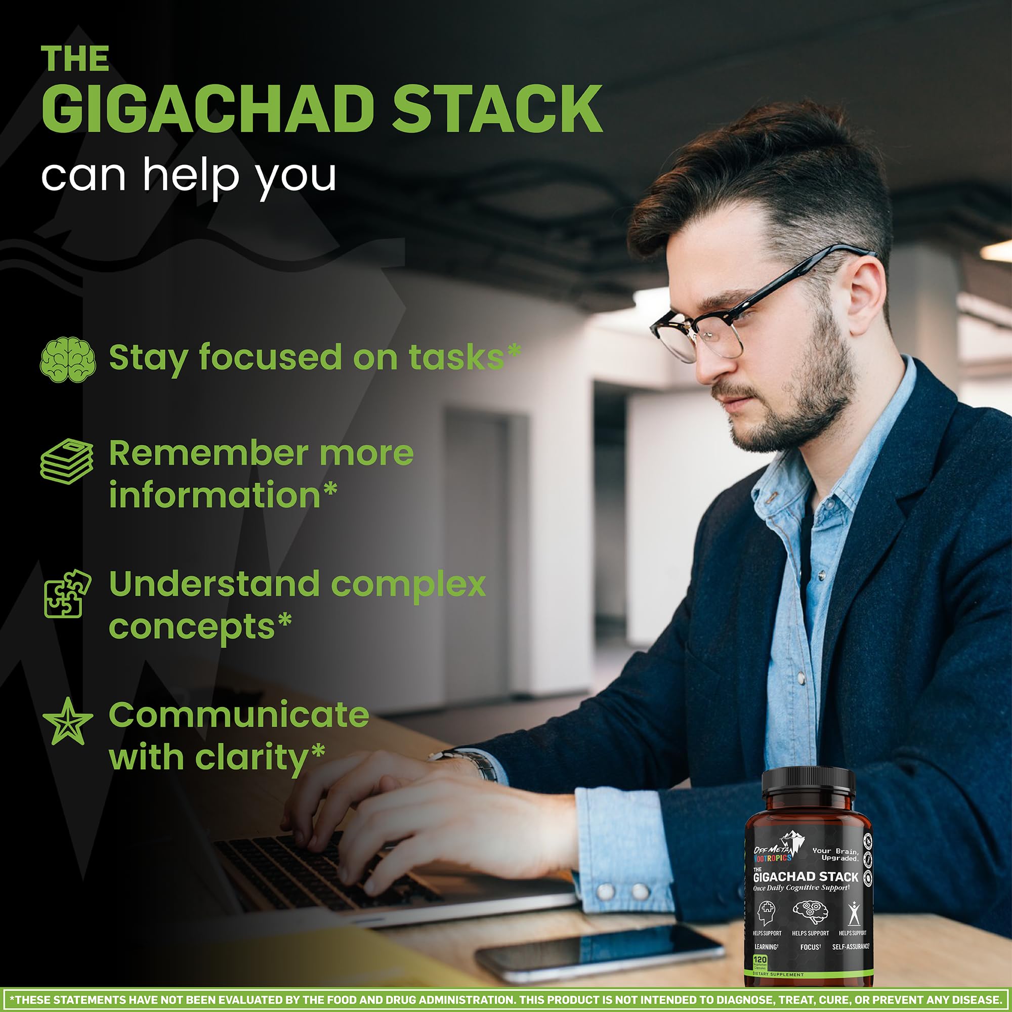 Study setup with Gigachad Stack and notebook for memory and learning