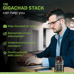 Study setup with Gigachad Stack and notebook for memory and learning