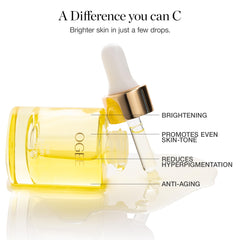 Ogee Vitamin C THDA 20% elixir close-up shows lightweight texture for glow.