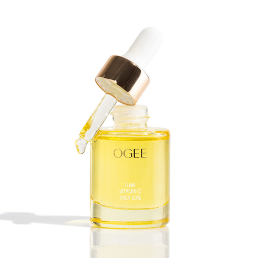 Ogee Vitamin C THDA 20% elixir bottle brightening for radiant skin.