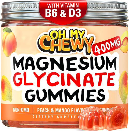 OH MY CHEWY center-filled magnesium glycinate gummies bottle for family wellness and easy daily use.