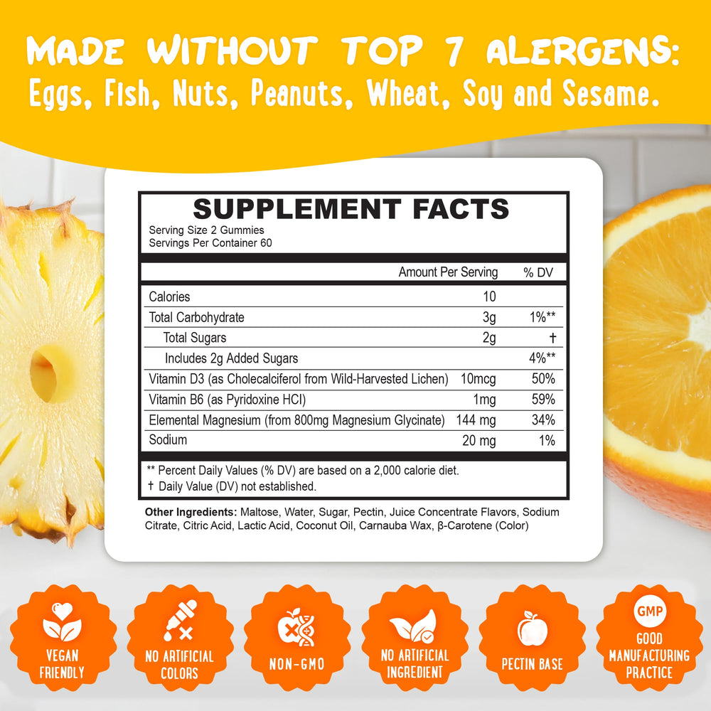 Vegan gluten-free label on OH MY CHEWY magnesium gummies