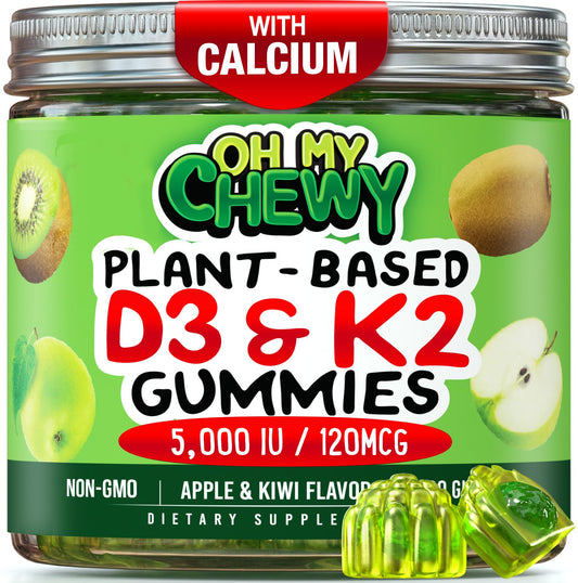 OH MY CHEWY gummies bottle front view for daily bone and energy support.