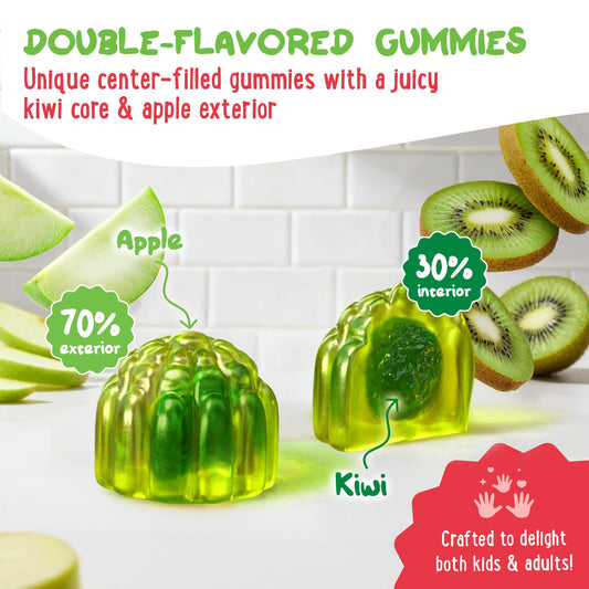 OH MY CHEWY fruity center-filled gummies exterior interior showing dual flavors for all ages