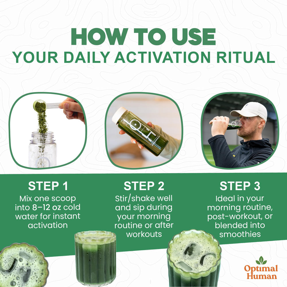 O H Optimal Human mixed-in-water-glass demonstrates easy hydration and daily intake.