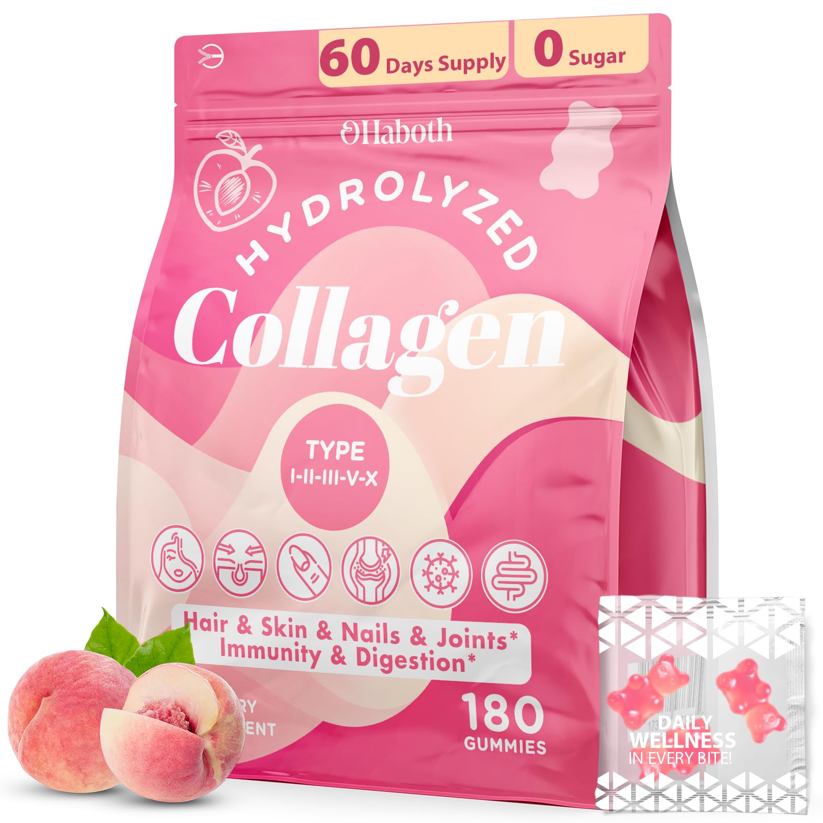 OHaboth collagen gummies in bottle show easy daily skin and hair support.