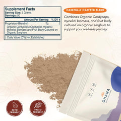 Ohana Cordyceps Extract gluten-free label emphasizes allergen-friendly supplement option