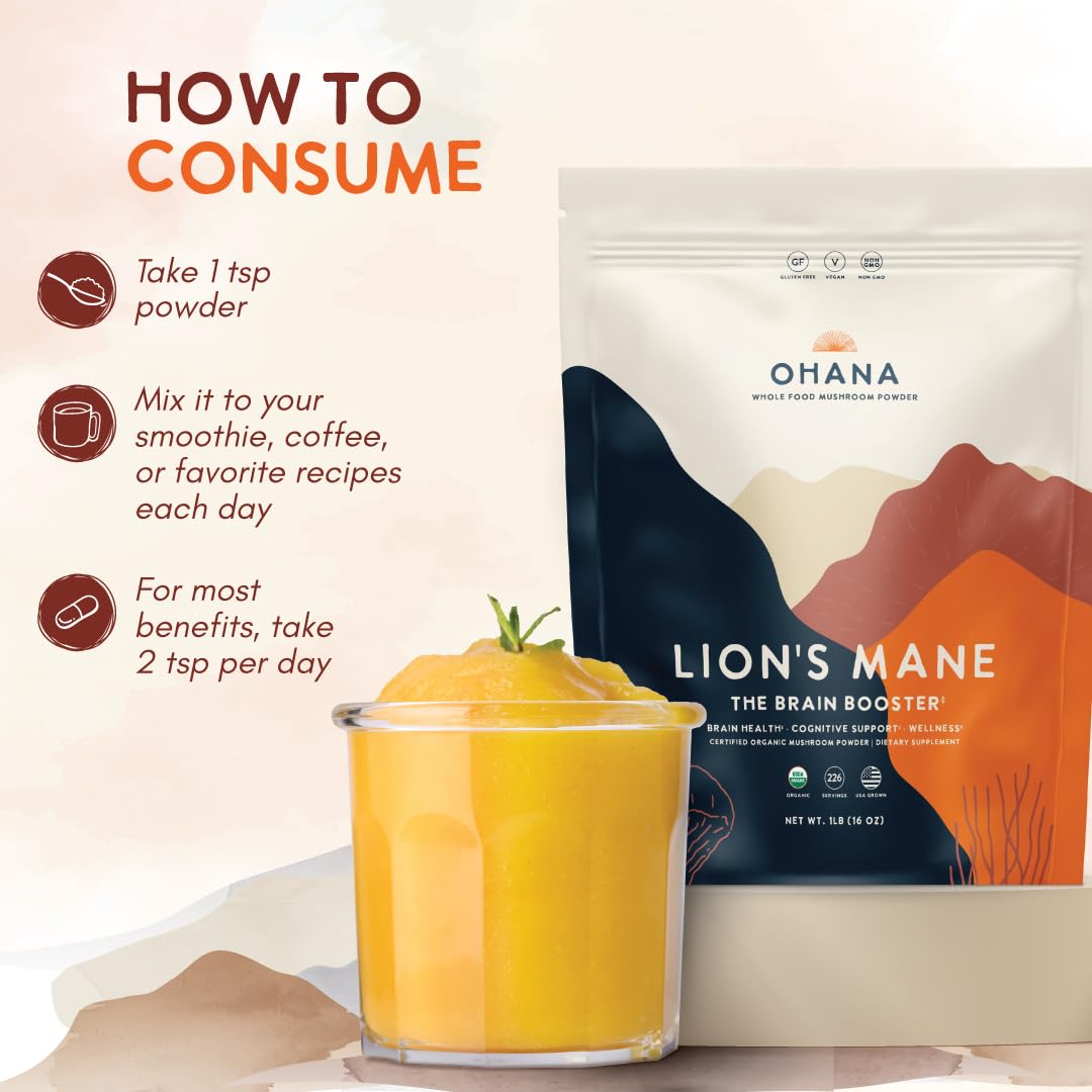 Ohana Lion’s Mane capsules provide a convenient daily ritual