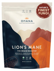 Ohana Lion’s Mane organic powder in a jar for easy daily smoothies