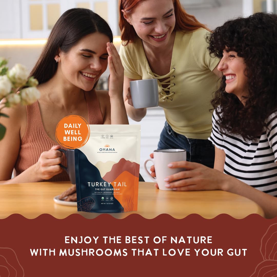 Ohana Turkey Tail capsules offer a convenient daily dose.