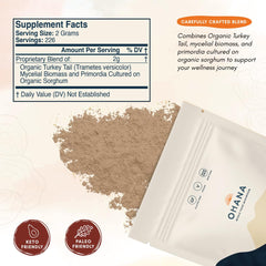 Ohana Turkey Tail powder-dispense shows easy portioning for recipes.
