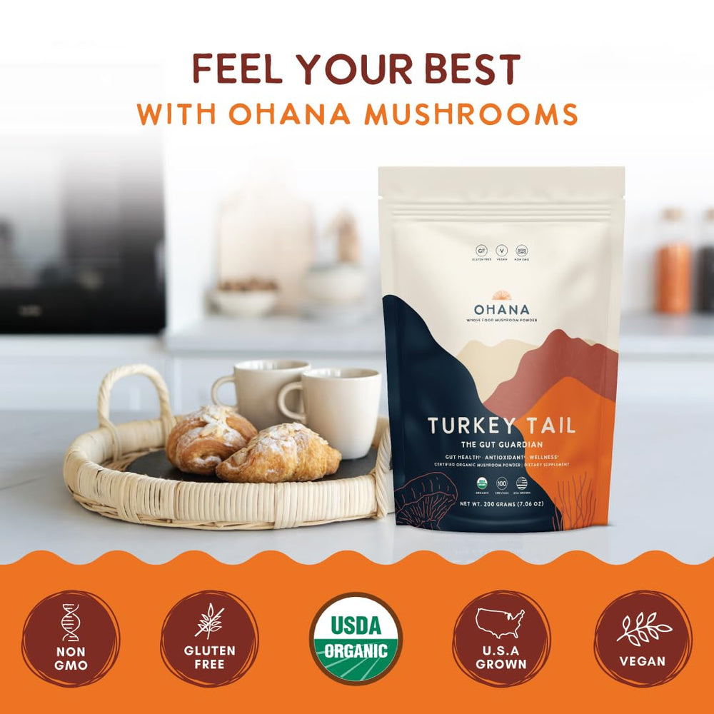 Ohana Turkey Tail tea mug scene ready for a warm cup