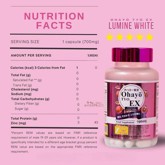OhayoTYO EX Lumine White Glutathione capsules ready for daily use