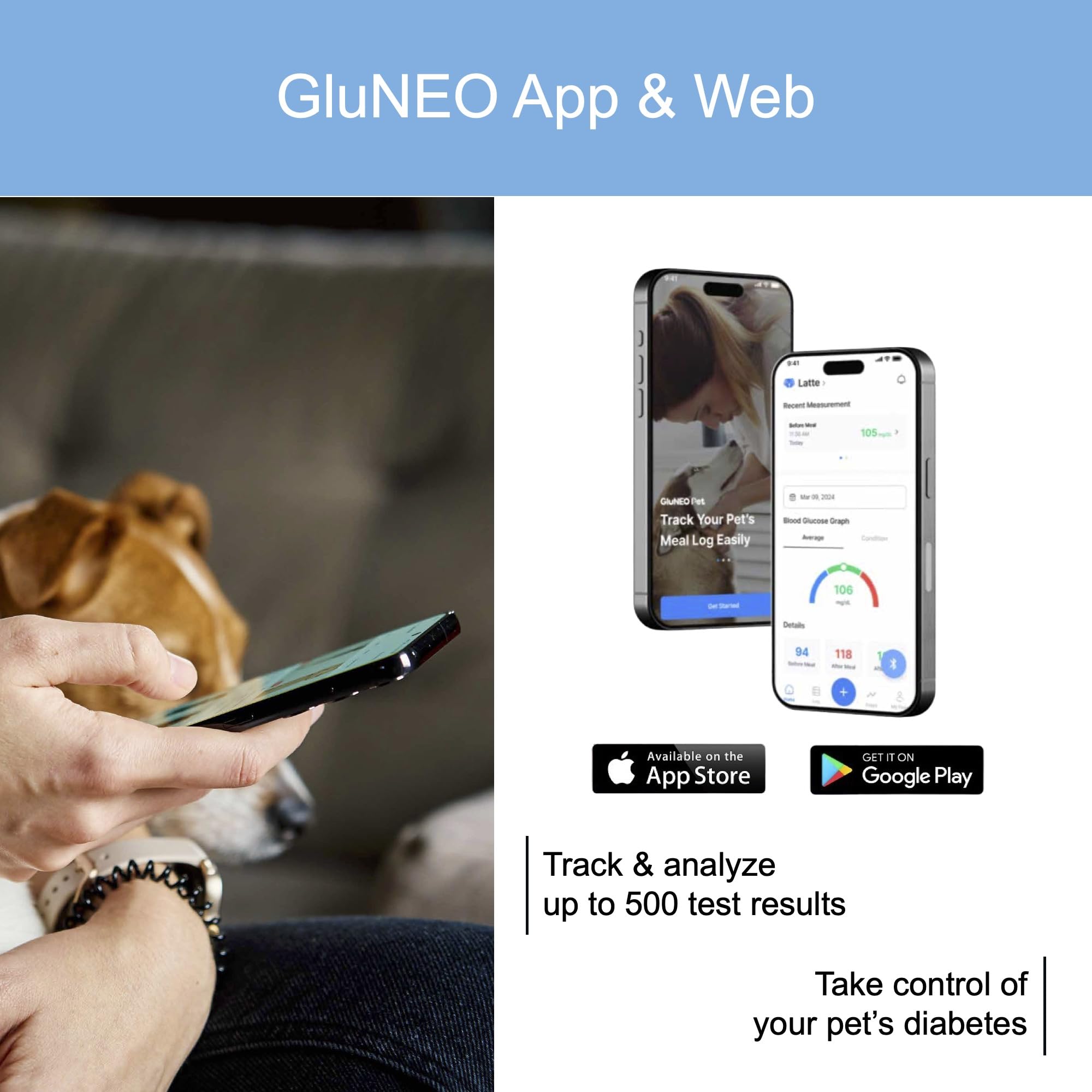 OHC GluNEO Pet at-home testing setup for convenient monitoring