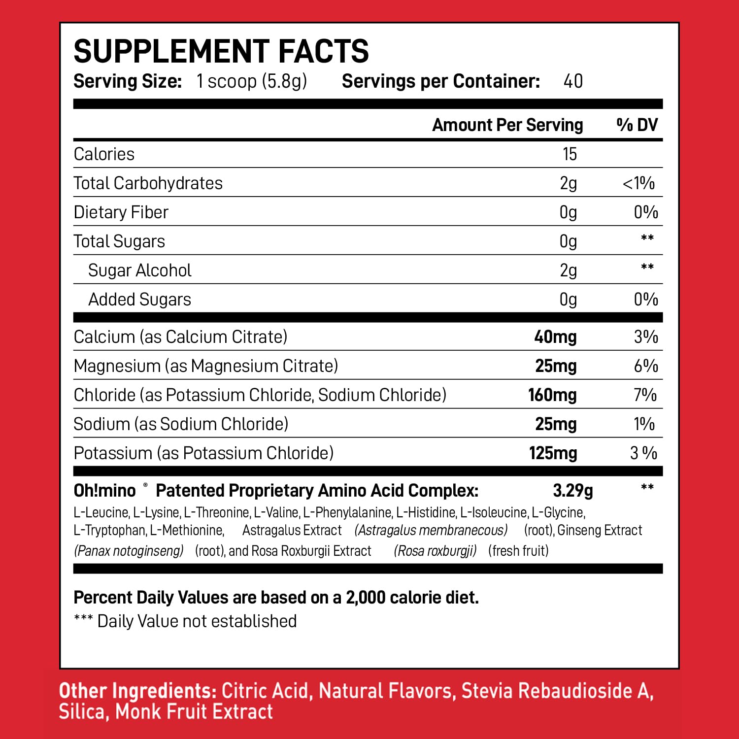 Oh!mino BCAAs + EAAs tropical scoop for pre-, intra-, and post-workout fueling