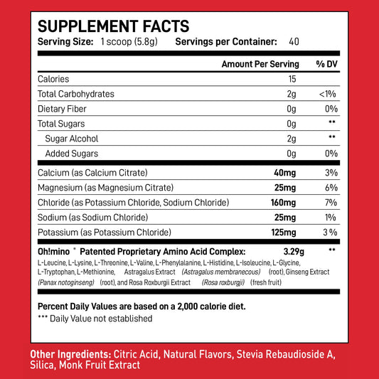 Oh!mino BCAAs + EAAs tropical scoop for pre-, intra-, and post-workout fueling