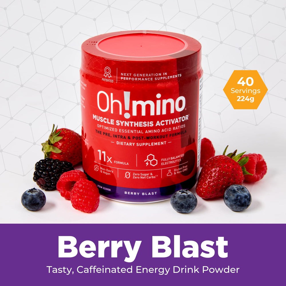 Ohmino Berry Blast gym shot demonstrating energy during workouts.