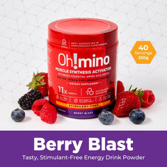 Oh!mino Berry Blast provides sustained performance with no stimulants.