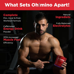 Ohmino Berry Blast nutrition facts close-up showing zero sugar and vegan formula.