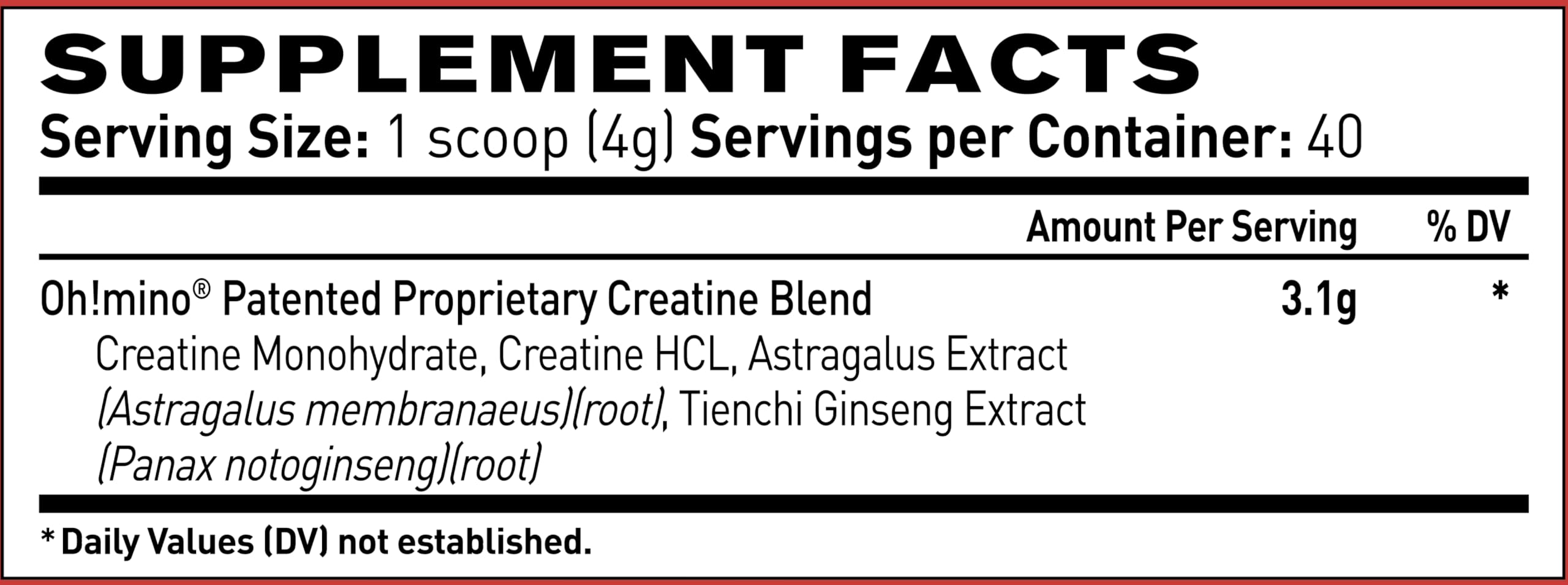 Oh!mino Creatine Complex scoop shown for accurate per-serving dosing.