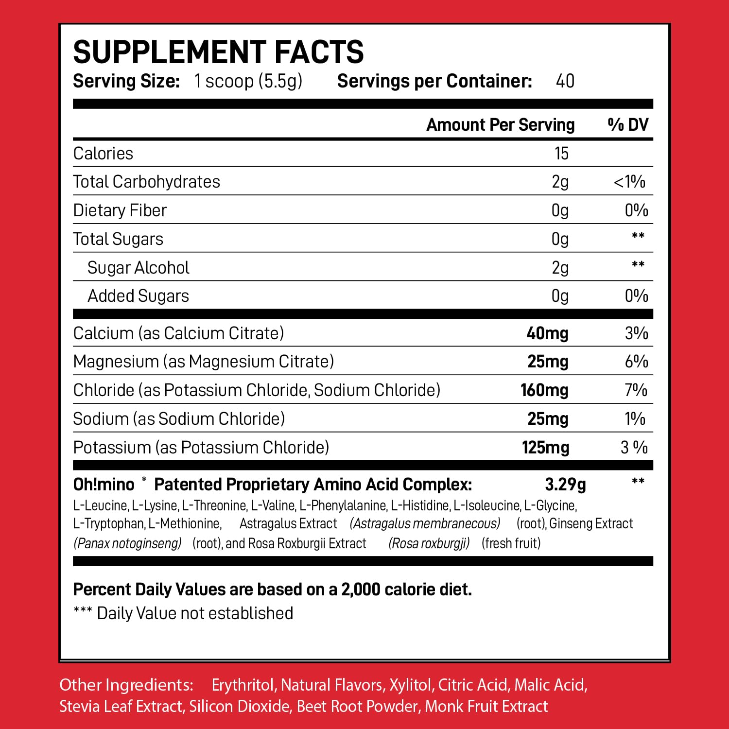 Oh!mino Berry Blast powder dissolves quickly for intra-workout hydration.