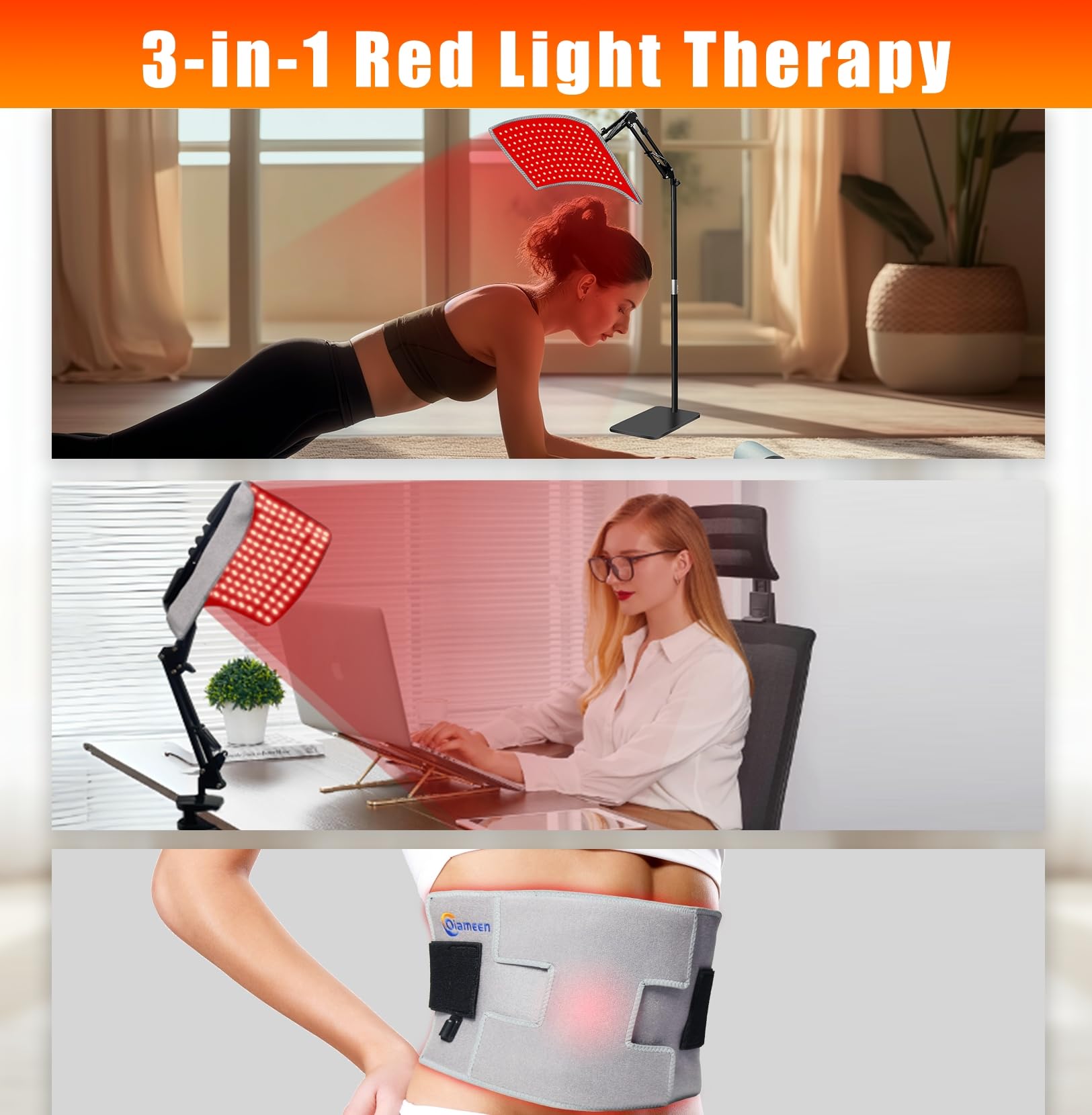 Oiameen red light device back view showing compact profile