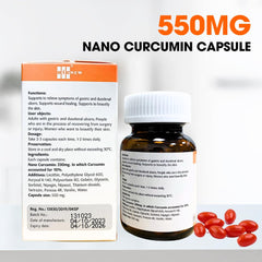 OIC NEW Nano Curcumin capsules taken with meals for potential digestive support.