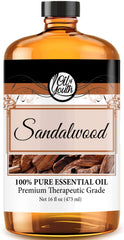 Oil of Youth Sandalwood bottle 16oz for calming aromatherapy and skin care prep.