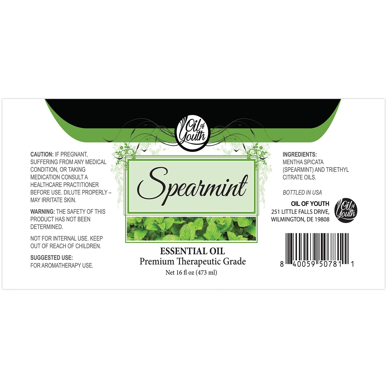 Oil of Youth spearmint oil used in diffusers for refreshing ambiance.