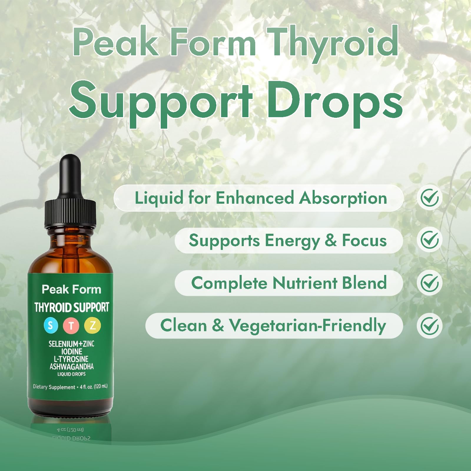 OIMTUE Peak Form drops with dropper delivering a precise 4 mL dose