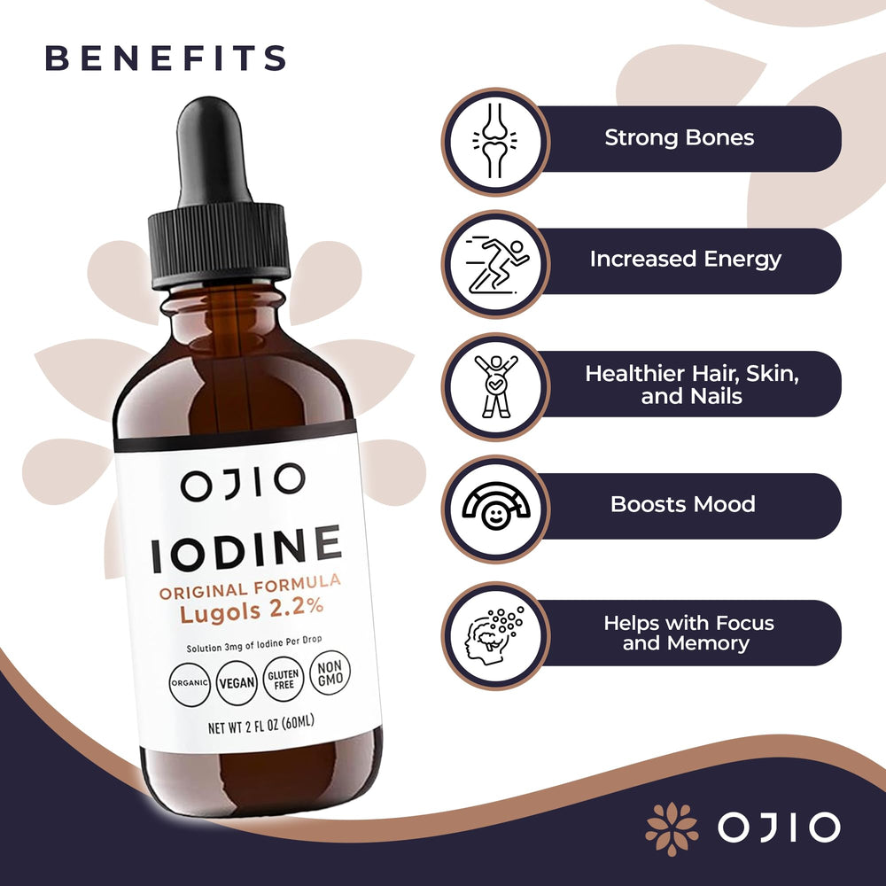 Ojio Lugols iodine dropper for precise dosing and quick absorption