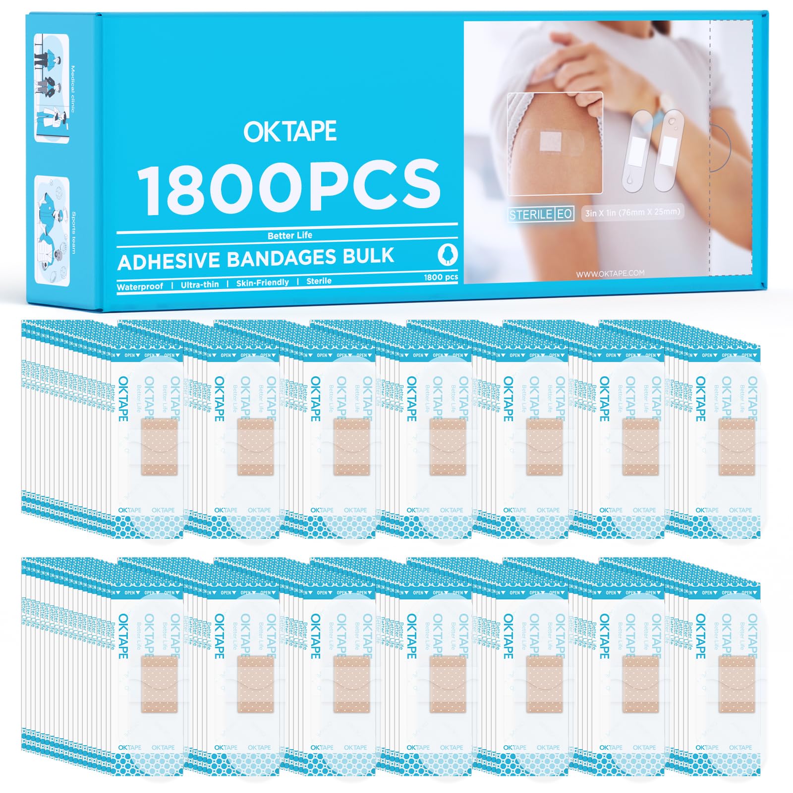 OK TAPE adhesive bandages bulk case 1800 for reliable first aid stock