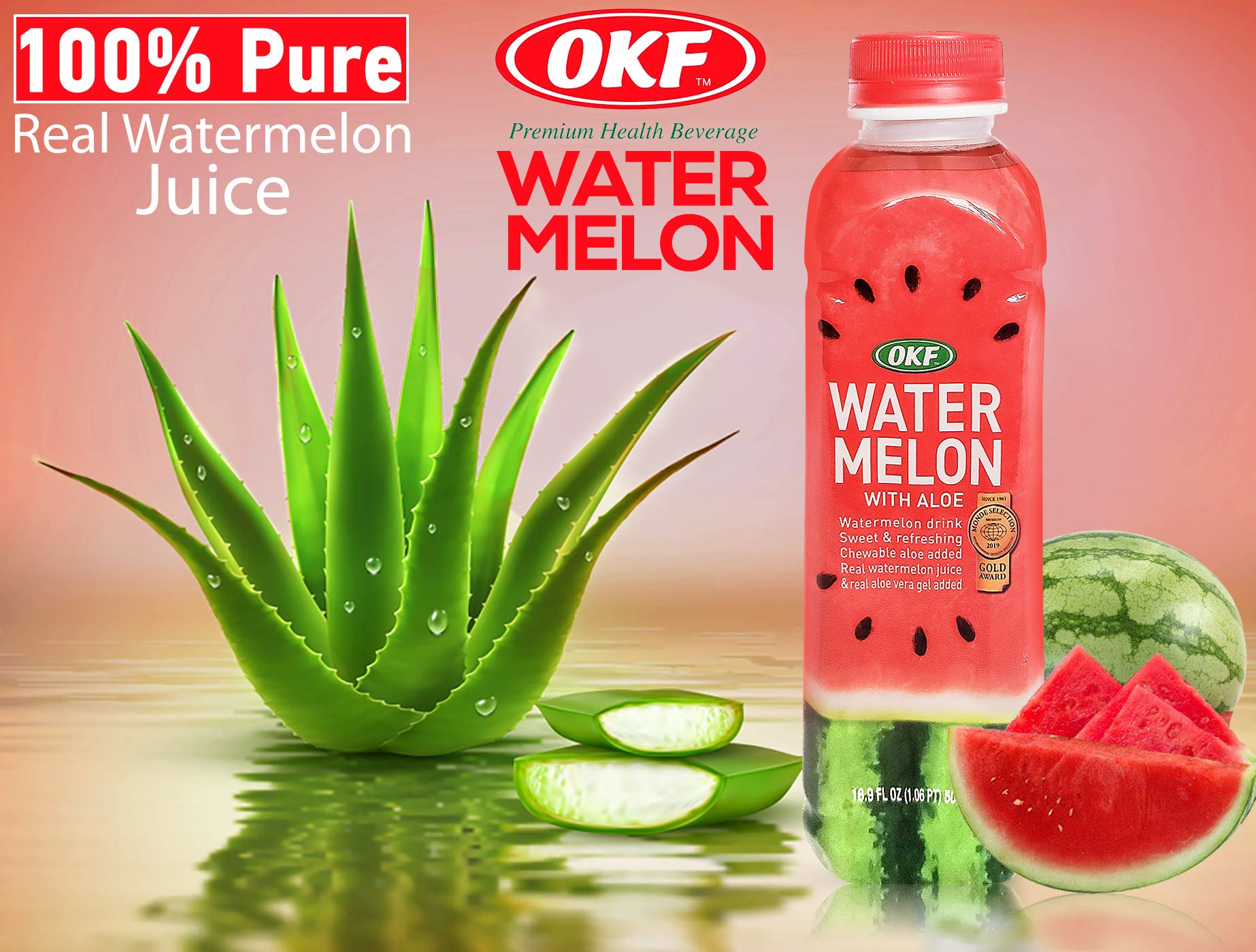 OKF Watermelon Aloe Vera Drink fridge-ready for quick cooling.