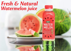 OKF Watermelon Aloe Vera Drink label closeup showing natural ingredients.