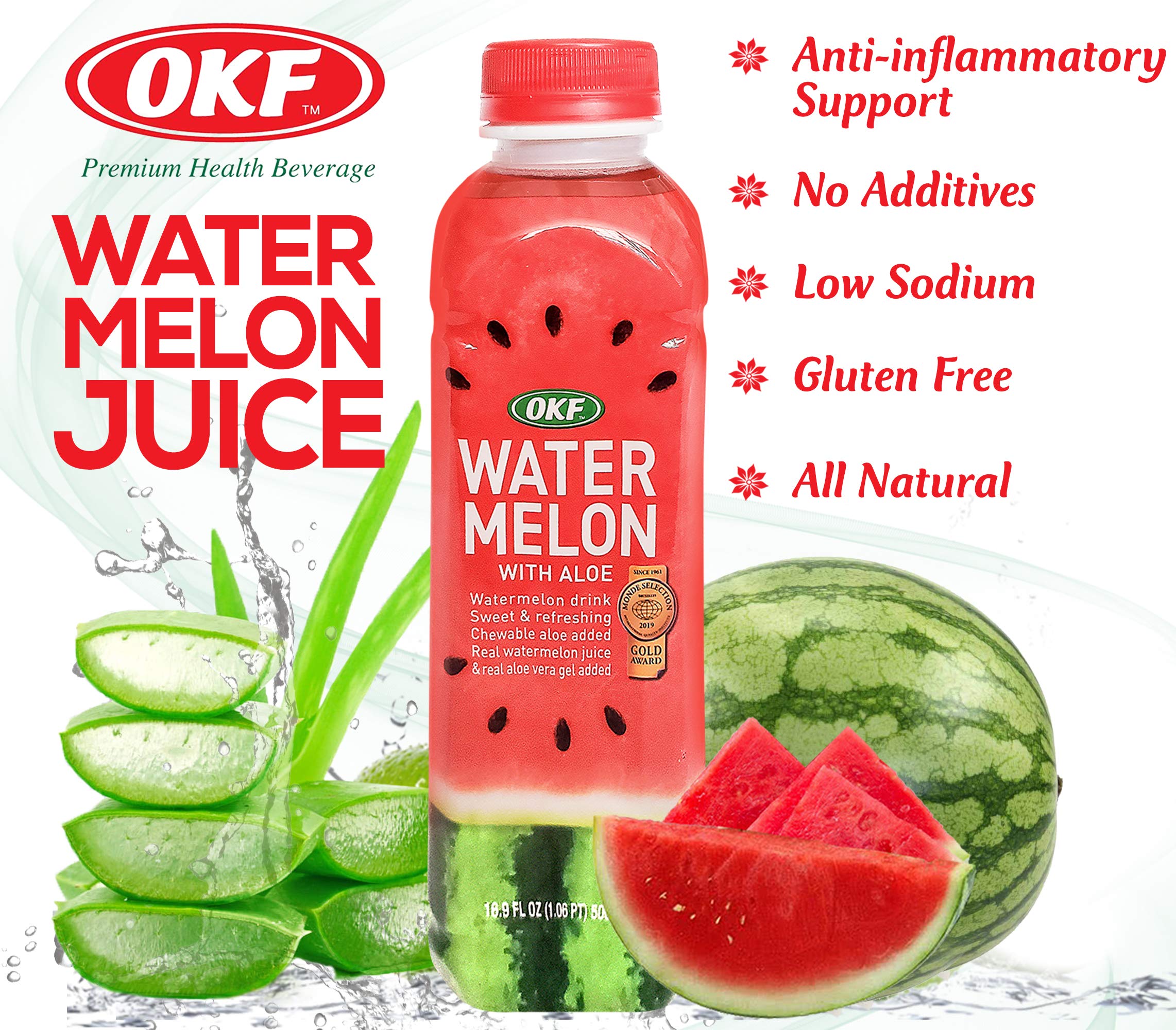 OKF Watermelon Aloe Vera Drink pack of 10 bottles for sharing.