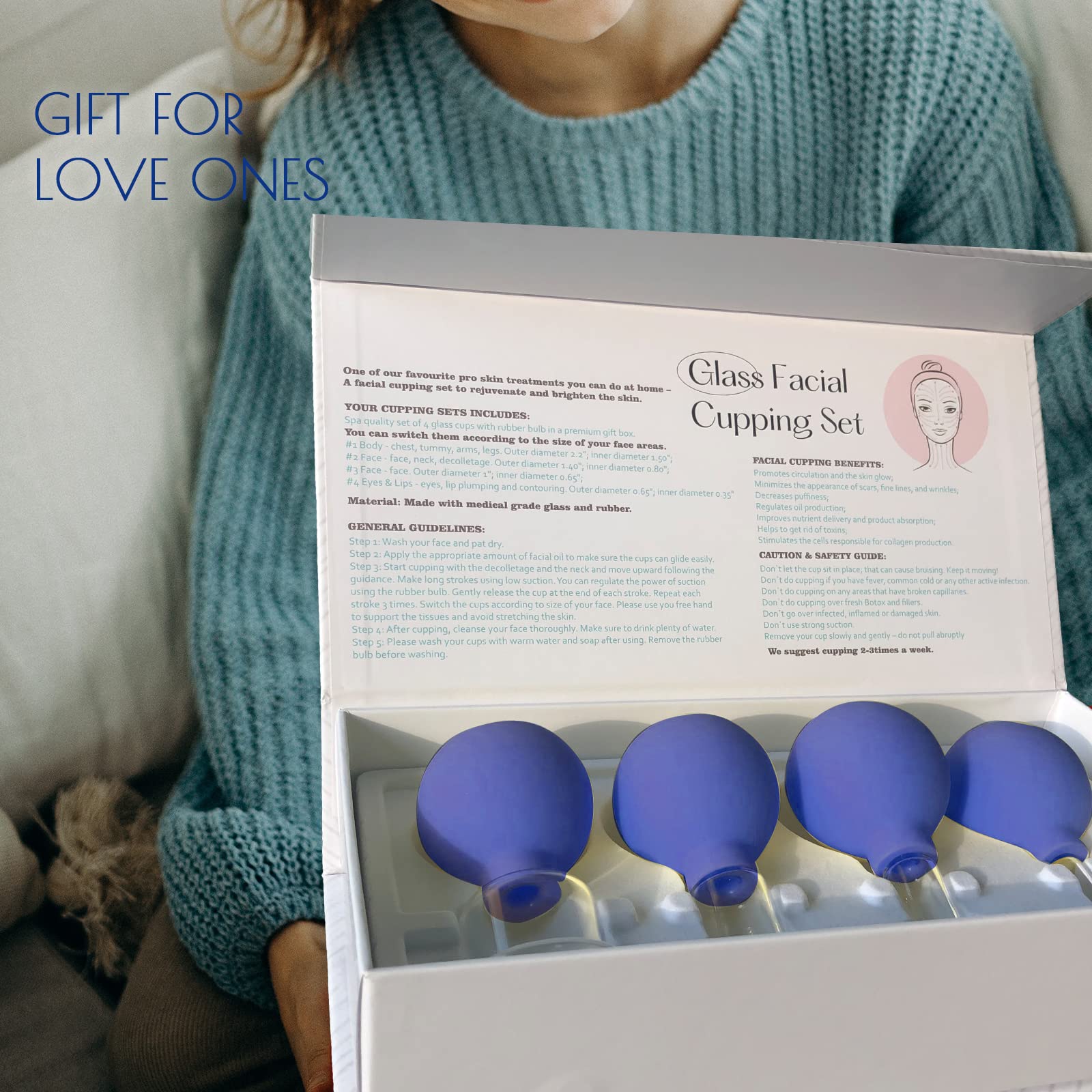 okmaba blue glass cups for spa-like treatment at home