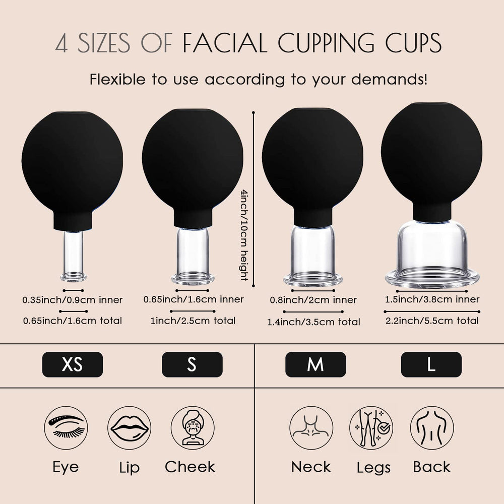 okmaba face cupping cups in use on the cheek area for gentle lifting.