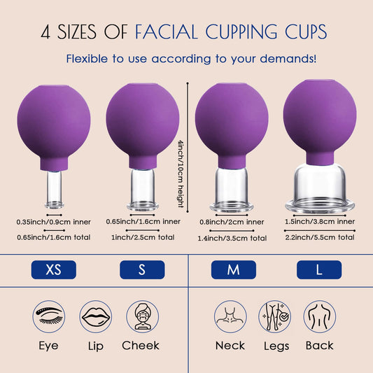 Okmaba facial cupping applied to face and neck for gentle lymphatic drainage.