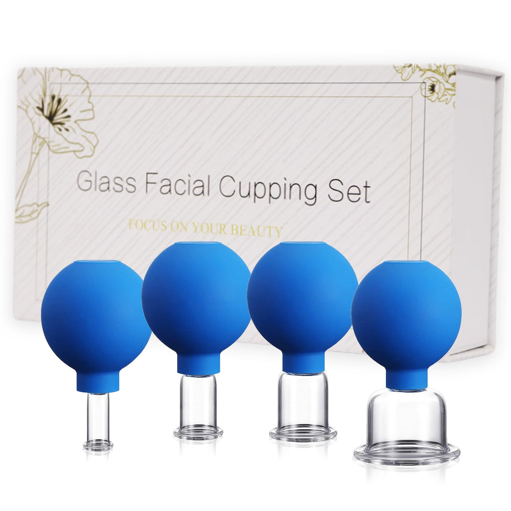 okmaba glass facial cupping set with four cups for at-home anti-aging routines