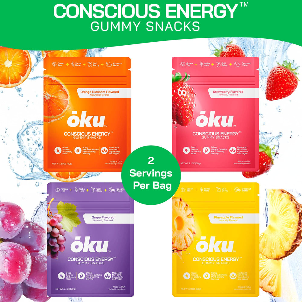 ōku Energy Chews resealable bag for freshness.