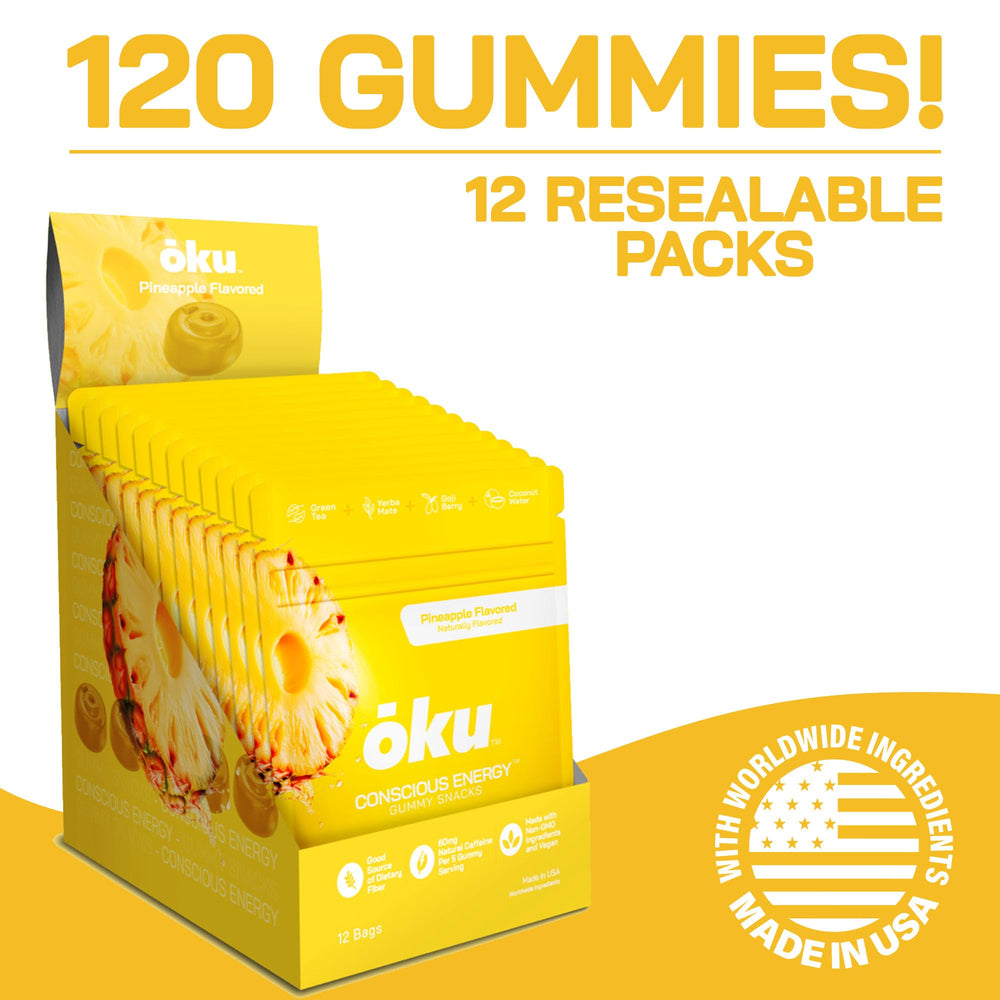 ōku Energy Chews gelatin-free and vegan-friendly for everyday snacking.