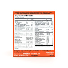 Ola Loa Energy Orange label closeup, highlights 90 mineral complexes and key nutrients.