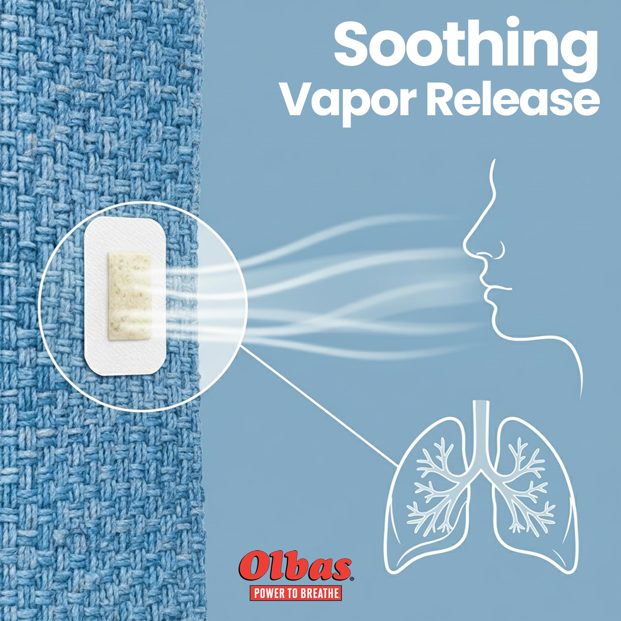 Aromatherapy blend of eucalyptus and peppermint shown in Olbas patch.