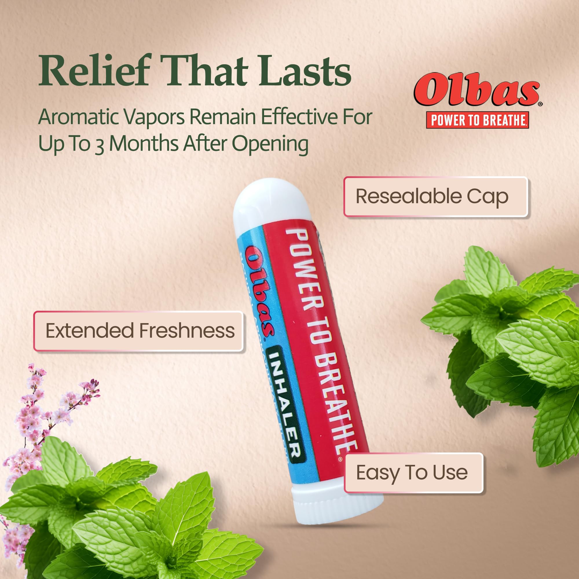Olbas Inhaler natural oil blend close-up highlighting the pure essential oils.